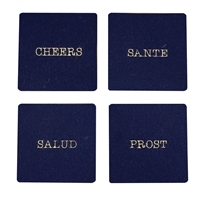 Cheers Wool Coaster Navy set of 4