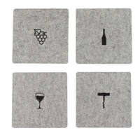 Wine Tools Wool Coaster Light Gray set of 4