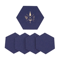 Wool Wine Tasting Coasters Navy set of 5