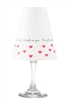 I've got a crush on you pattern translucent paper white wine glass shades.  Available in red.  Made in the USA.