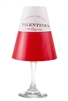 Happy Valentine's Day pattern translucent paper white wine glass shades.  Available in red.  Made in the USA.