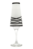 Her Pearls Champagne Shades by di Potter in a pearl pattern in black or white on vellum paper made in the USA for a champagne glass with a flameless tea light for bridal showers