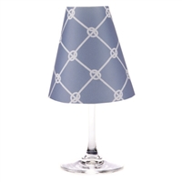 Nautical Rope translucent paper white wine glass shades by di Potter. Available in fog gray, sea blue, and whitewash.  Made in the USA.  For use with a flameless tea light.