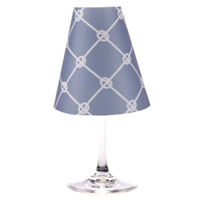 Nautical Rope translucent paper white wine glass shades by di Potter. Available in fog gray, sea blue, and whitewash.  Made in the USA.  For use with a flameless tea light.