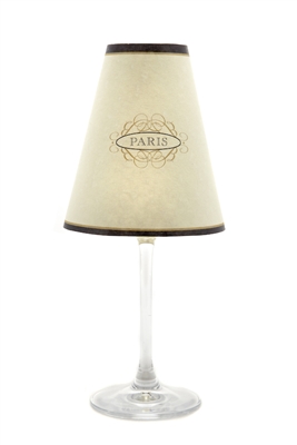 Paris street sign translucent paper white wine glass shades by di Potter.  Also available in red wine glass size.  Made in the USA.