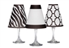 Manhattan White Wine Glass Shades Set of 6 by di Potter zebra fret and border pattern in black white or gray modern animal print signature collection add to a wine glass with a flameless tea light