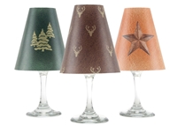 Holiday Modern Rustic White Wine Glass Shades - Set of 6 by di Potter Green brown gold star trees modern deer wine glass with flameless tea lights