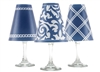 Santa Barbara White Wine Glass Shades  Set of 6 by di Potter. Coral Navy Blue Ginger Jar pattern chain pattern link double lines paper vellum new collection for use with wine glasses and flameless tea lights