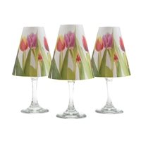 Set of 6 coordinating tulip pattern translucent paper white wine glass shades.  Ready to assemble.   Made in the USA.