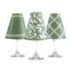 Santa Barbara White Wine Glass Shades  Set of 6 by di Potter. Coral Olive Green Ginger Jar pattern chain pattern link double lines paper vellum new collection for use with wine glasses and flameless tea lights