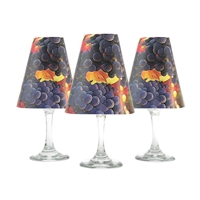 Set of 6 coordinating harvest grape leaf pattern translucent paper white wine glass shades.    Made in the USA,