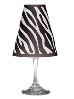 Zebra White Wine Glass Shades Party Pack by di Potter black white gray paper vellum animal print wine glass with flameless tea light