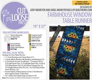 Cut Loose Press Farmhouse Window Table Runner and Charm Elements Pack #1