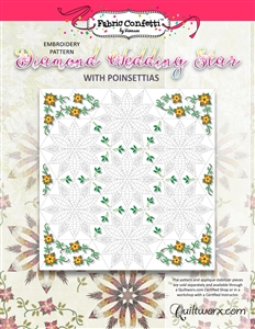 Diamond Wedding Star with Poinsettias Machine Embroidery - Digital Download