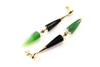 Stunning Art Deco earrings by designer Massimo Sanalitro. Known as a master Gemstone cutter, these one-of-a-kind Chandelier Earrings will delight. Hand crafted in 18k Yellow Gold, a pyramid of polished Ebony holds a polished Green Jade pyramid drop