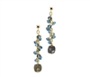 The spiral set London Blue Topaz Gemstones are the perfect compliment to the uniquely cut cubed Labradorite drop which reflects the color of the stones around it. Made in the U.S. by Silver Pansy. The Drop Earrings are on Gold Filled Sterling wire & Posts