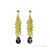 Beautiful, hand crafted drop Earrings. Green Peridot Gemstones create a feather affect above the Mystic Topaz Gemstone drop - filled with the reflective colors of the Sea. Made in the U.S. by Silver Pansy. Gold Filled Sterling wire & posts.
