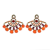 From Ziio's new Spring/Summer Collection, these "Abanico" Earrings are reminiscent of a fan in their design. This pair is done in Orange Carnelian & Red Garnet Gemstones. Hand beaded on stainless steel wire with Murano Glass seed beads. Made in Italy