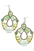From Ziio's Permanent Collection, these Green Galaxy Chandelier Earrings are a beautiful harmony of green Gemstones. Chrysophrase, Peridot, Fluorite and Agate, in various hues and shapes, create a unique designer look. Hand crafted, stainless steel wire