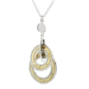 This tow-tone Sterling Silver Pendant Necklace by Frederic Duclos will easily become your go-to piece. Crafted in Yellow Gold plated and White Sterling it features two drop rings graduating in size. Sterling Silver chain with Lobster Clasp, 16 to 18 inch