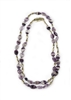 Long Purple Fluorite Gemstone Necklace with alternating Gold plated Beads. Made in Italy by Anticoa, this Necklace can be worn long or doubled. Length 41 inches with a Hook clasp.