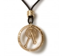 The symbol of the Pendant Necklace is Tuum's reinterpretation of the Angel.
The Angelo Necklace depicts a stylized Angel and "letter A" at the same time. The "Guardian Angel" prayer is in Latin relief on the Ring protecting the symbol. Gold pltd sterling