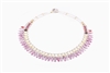 From Ziio's Mistinquett Collection ,this Mother of Pearl Necklace is like no other. A single row of Pearl Beads is complimented by a fan like effect of Pink Bohemian Glass Beads and accented by Murano Glass Beads.