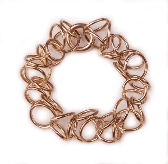 Fun & dimension Chain Link Bracelet in Rose Gold plated Sterling Silver.  Made in Italy by Anticoa.