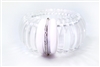 Stunning, natural Rock Crystal Cuff Bracelet by Sanalitro Gioelli can not be duplicated. Hand cut Crystal makes up the wide band with three White Agate Gemstones at center - one inlaid with White Diamonds (0.28ctw). Made in Milan, Italy. Elastic band.