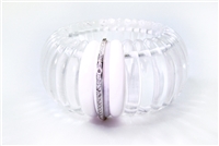 Stunning, natural Rock Crystal Cuff Bracelet by Sanalitro Gioelli can not be duplicated. Hand cut Crystal makes up the wide band with three White Agate Gemstones at center - one inlaid with White Diamonds (0.28ctw). Made in Milan, Italy. Elastic band.