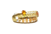 From Ziio's Tabiz Collection. Double wrap beaded Boa Bracelet features Citrine, Carnelian & Yellow Zircon Gemstones. Contemporary & fun. Can be worn as a Choker. Hand crafted in Italy using stainless steel wire & Murano glass beads. SS button closure.