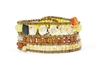 Ziio's Tabiz Collection, this linear beaded Bracelet is like a sunny day in paradise. Yellow Citrine & Orange Carnelian Gemstones are accented with Yellow Zircon. Hand crafted in Italy using Murano Glass seed beads on stainless steel wire.