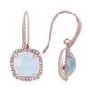 Faceted, light Blue Aquamarine Earrings by Bronzallure.The hinged drop holds a shimmering Aquamarine framed by sparkling CZs which are also inlaid on the front of the hook. Made in Italy, they are finished in an 18k Golden Rose' plating.
Length 1", Width