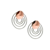 Perfect for every day & with a little flair, these two-tone Circle Earrings are ones you will never tire of. By Frederic Duclos, four White laser cut Sterling Silver Rings are held by a Rose Gold plated Button. Made in Italy. Post, 7/8" in size