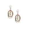 A Frederic Duclos update on your classic Sterling Silver Drop Earring. These petite Drops feature a double ring, one is Rose Gold plated Sterling that is laser cut for a touch of sparkle. It holds inside another ring of polished White Sterling Silver