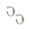 Laser Cut Hoop Earrings with a little Italian twist by laser cutting the White Sterling Hoops & caping in Rose Gold plated Sterling Silver, they are anything but boring. Made in Italy by  Frederic Duclos. L 7/8" X W 1/4"