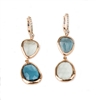 Alluring asymmetrical Earrings by J Jewels. Fun, unique Drops feature faceted Green Amethyst & Blue Topaz bezel set Gemstones alternating within the pair. Lever back posts hold 0.31ctw of pave set White Diamonds. Made in Italy, 18k Gold. L 2" X W 1/2"