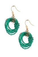 Multiple strands of Emerald Green Agate Gemstone Beads create these Infinity Hoop Earrings by Rajola.  Made in Italy & done in 18k Yellow Gold. Hooks