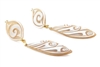 Not your Grandmother's Cameos! Hand carved Cameos are given a modern look in these long drop Earrings by Rajola. The carving has a modern Art Deco design & the top and bottom pieces are hinged for movement. Crafted in Italy. 18k Gold posts with lever back