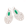 From Ziio's Silver Collection, these intricately laser cut Sterling Silver Earrings have a single Green Onyx Gemstone as a drop a the center. Hand crafted in Italy. 925 Sterling Posts (not hooks as pictured). L 2 1/4" X W 1 1/8"