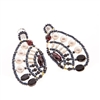 From Ziio's Aki Collection, these are beautiful Art-to-Wear designer Drop Earrings. Done in Black Onyx, Spinel, Zircon & Garnet Gemstones with White Water Pearls & Murano Glass Beads. Beaded on Stainless Steel wire. Signature 925 Sterling Silver Post.
