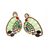 From Ziio's Aki Collection, these are beautiful Art-to-Wear designer Drop Earrings. Done in Green Chrysophrase, Turquoise, Agate & Spinel Gemstones with Murano Glass Beads. Beaded on Stainless Steel wire. Signature 925 Sterling Silver Post. Hand crafted