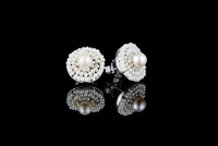 Make these your new classic Pearls - a single White Freshwater Pearl is framed by two rows of White Murano Glass Beads in these hand crafted Earrings by Ziio. 925 Sterling Silver backs & Posts. Made in Italy. Width 5/8"