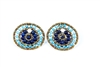 From Ziio's Twilight Collection, these large Circle Button Earrings will add a little color to your wardrobe. The center is a circle of Blue Lapis Gemstones surrounded by a ring of Blue Zircon Gemstones. Crafted in Italy with stainless steel wire
