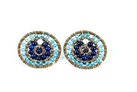 From Ziio's Twilight Collection, these large Circle Button Earrings will add a little color to your wardrobe. The center is a circle of Blue Lapis Gemstones surrounded by a ring of Blue Zircon Gemstones. Crafted in Italy with stainless steel wire