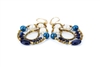 Galaxie chandelier Earrings are done in White Water Pearls & Blue Lapis Gemstones with Blue Zircon accents. Murano Glass Beads on Stainless Steel Wire create the design and shape. Gold plated 925 Sterling Silver Posts. L 2 3/4" X W 1 1/2"