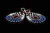 stunning oval drop Earrings by Ziio.  They feature a rich medley of Blue Lapis & Red Garnet Gemstones accented with Sterling Silver & Green Murano Glass Beads. Hand Beaded on stainless steel wire