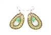 Oval Drop Earring by Ziio is a shape that compliments everyone. At the center is a Flourite Gemstone & an imitation Chrysophrase. They are framed by Green Peridot Gemstones on stainless steel wire with Murano Glass seed Beads. A beautiful harmony of green