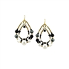 chandelier Oval Earrings have a light open look, but make a bold statement. They feature a medley of Black Gemstones in various shapes and sizes, Onyx, Spinel & Tourmaline, accented with White & Grey Pearls. On a framework of Murano Glass Beads. by Ziio