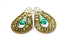 From Ziio's Tabiz Collection, these oval drop Earrings sparkle in Green Zircon Gemstones. A small Green Onyx drop is at the center with Peridot Beads. Murano Glass Beads on stainless steel wire create the frame & shape. 925 Sterling Silver Posts.